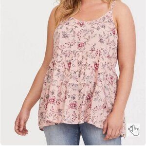 Torrid Pink Floral Challis Strappy Cami in Size 0 (Large / 12)